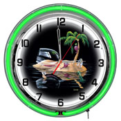 Michael Godard Lost In Paradise Neon Clock 18